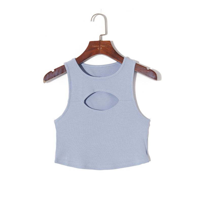 

Летний K-стиль Минималистичный Без рукавов Вырезной Приталенный Пуловер Blue M