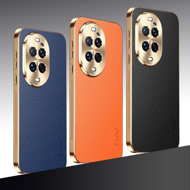Leather Texture Lichee Pattern Plating Cover For Huawei Nova 14 Ultra 13 12 11 10 8 7 Pro Shockproof Protection Case Bumper