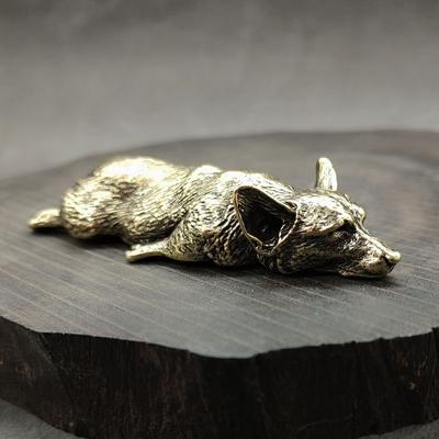 1Pc Pure Copper Welsh Corgi Puppy Miniature Figurine Solid Brass Dog Desktop Ornament Paperweight