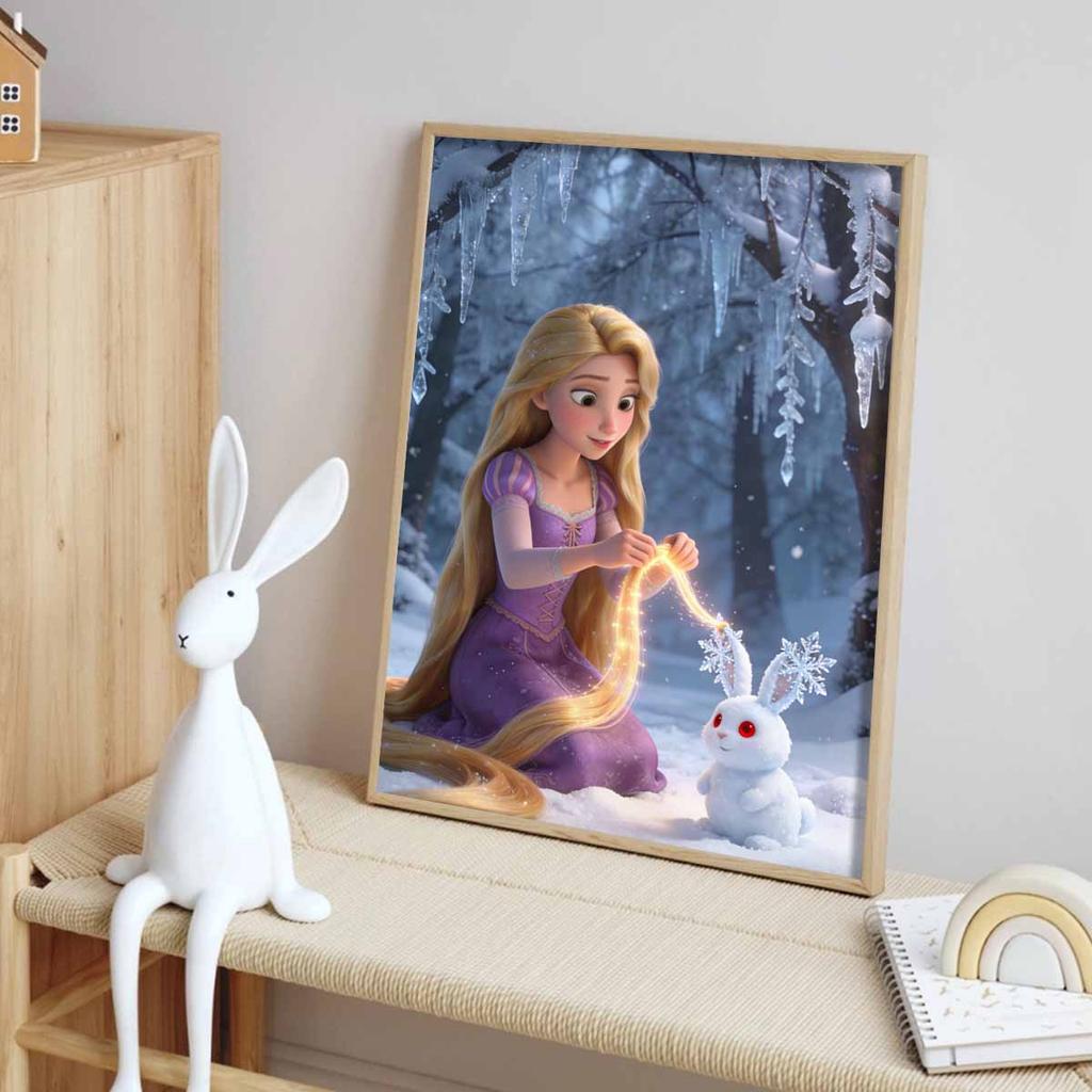 Disney Diamond Art Painting Kit Snow Winter Rapunzel 5D Diamond Painting Dot Art Home Wall Decor