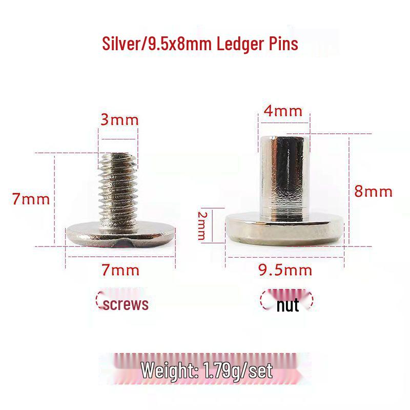 Stainless Steel Male-Female Bag Screw with Pure Copper Buckle and Flat Head Rivet Lock Accessories