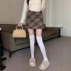 Women's High-Waist A-Line Plaid Mini Skirt with Safety Pants - Autumn/Winter Slimming Woolen Hip-Hugging Skirt