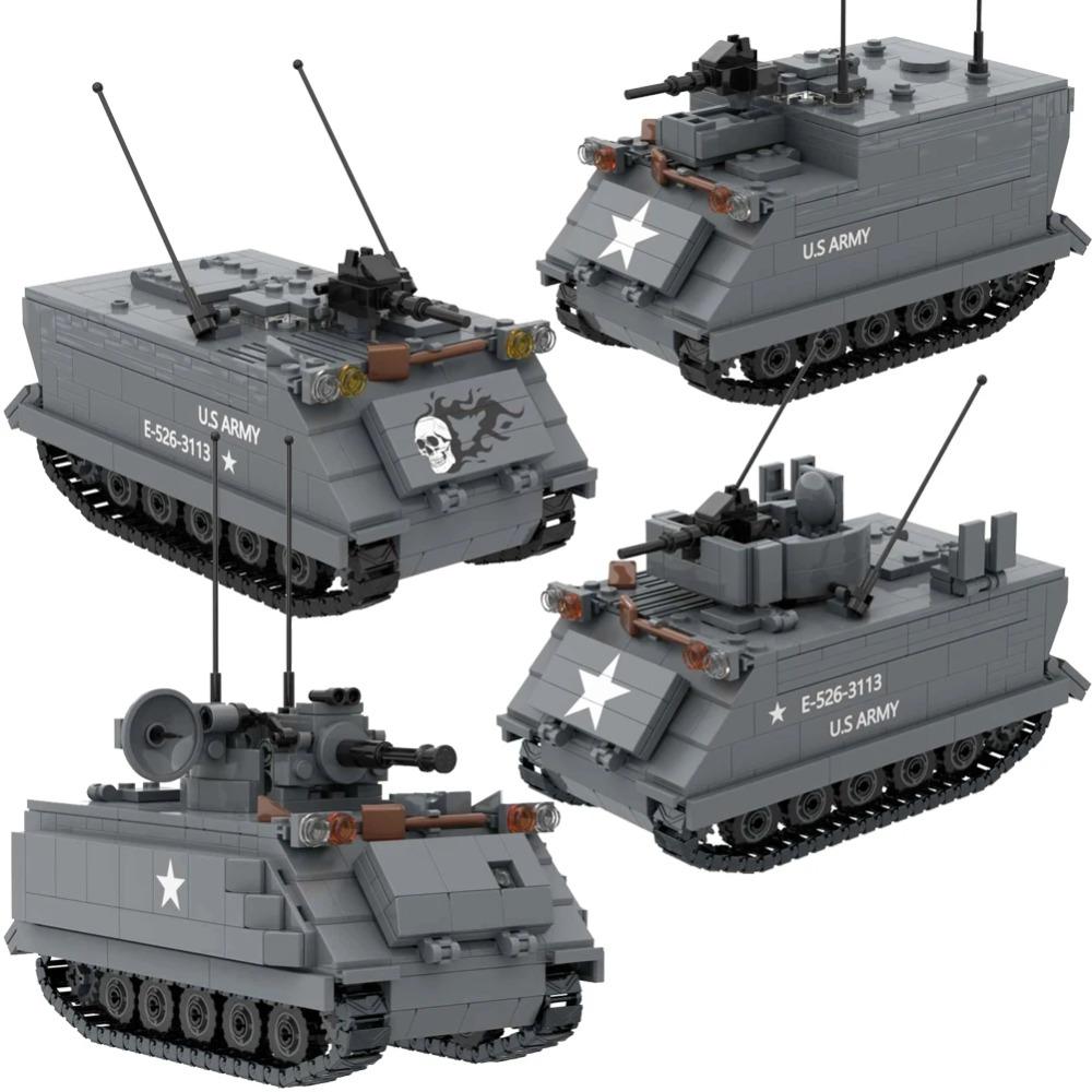 US-Armee M113 M163 M577 ACAV gepanzerter Personentransporter Militär Baustein Spielzeug Steine Armee Fahrzeug Vulcan Luftabwehrsystem
