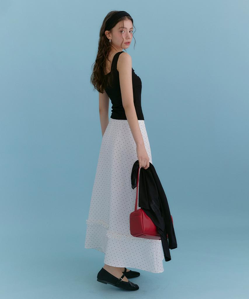 MICANE Inla Dot Frill Flare Skirt