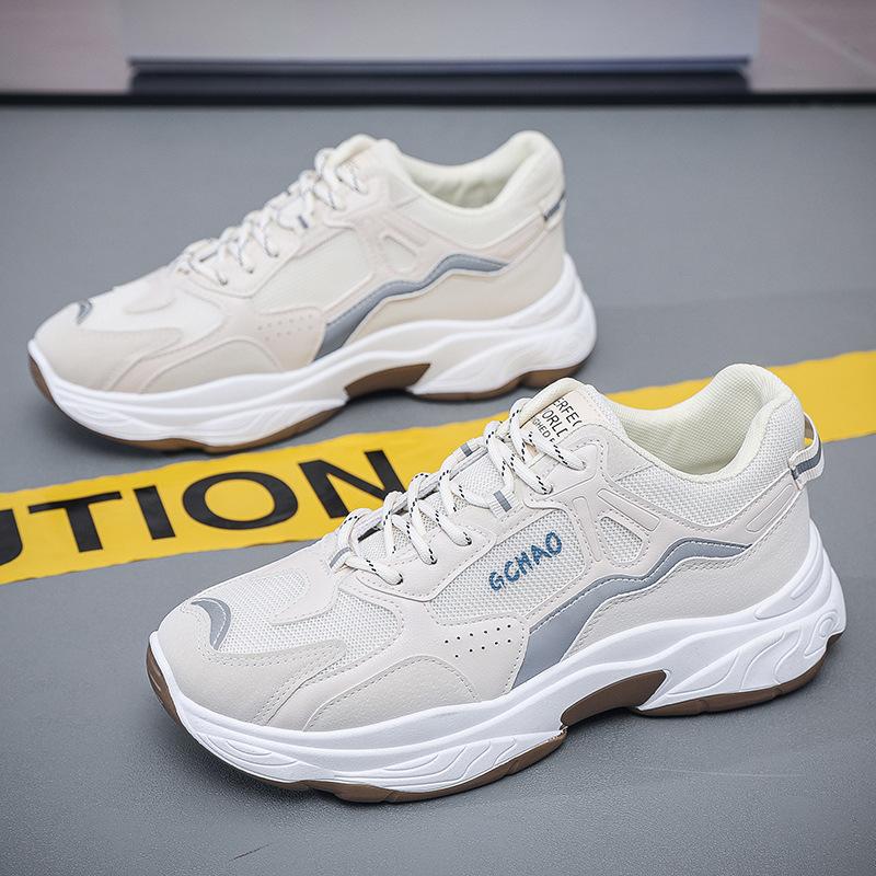 Autumn Breathable 2025 New Trend Versatile Student Mesh Casual Sports Shoes Little White Board Shoes Dad Men's Shoes Trend