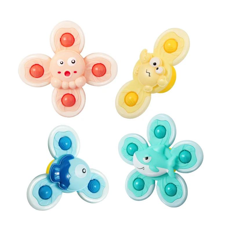 Baby Cartoon Fidget Spinner Toys Colorful Insect Educational Toy Kids Fingertip Rattle Bath Toys Set for Boys Girls Gift