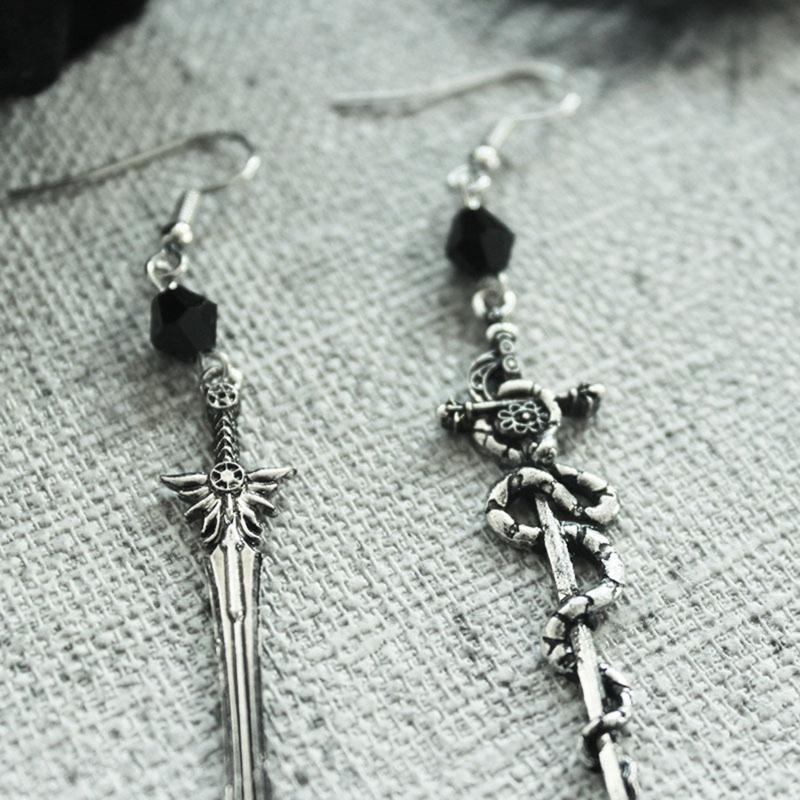 Gothic Sword Earrings Goth Earrings Gift for Women Asymmetrical Sword Dangle Earrings Christmas Halloween Party Ornament