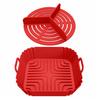 Reusable Air Fryer Basket 2PCS Silicone Baking Pan with Handles, Square And Rectangular Nonstick Grilling Tray Oven Set, Liner for Roasting