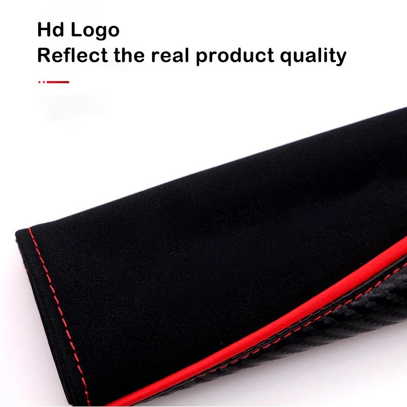 2Pcs Leather Car Seat Belt Covers Shoulder Protection Safety Belt Pads Carbon Fiber Decompression Comfort Auto Accessories
