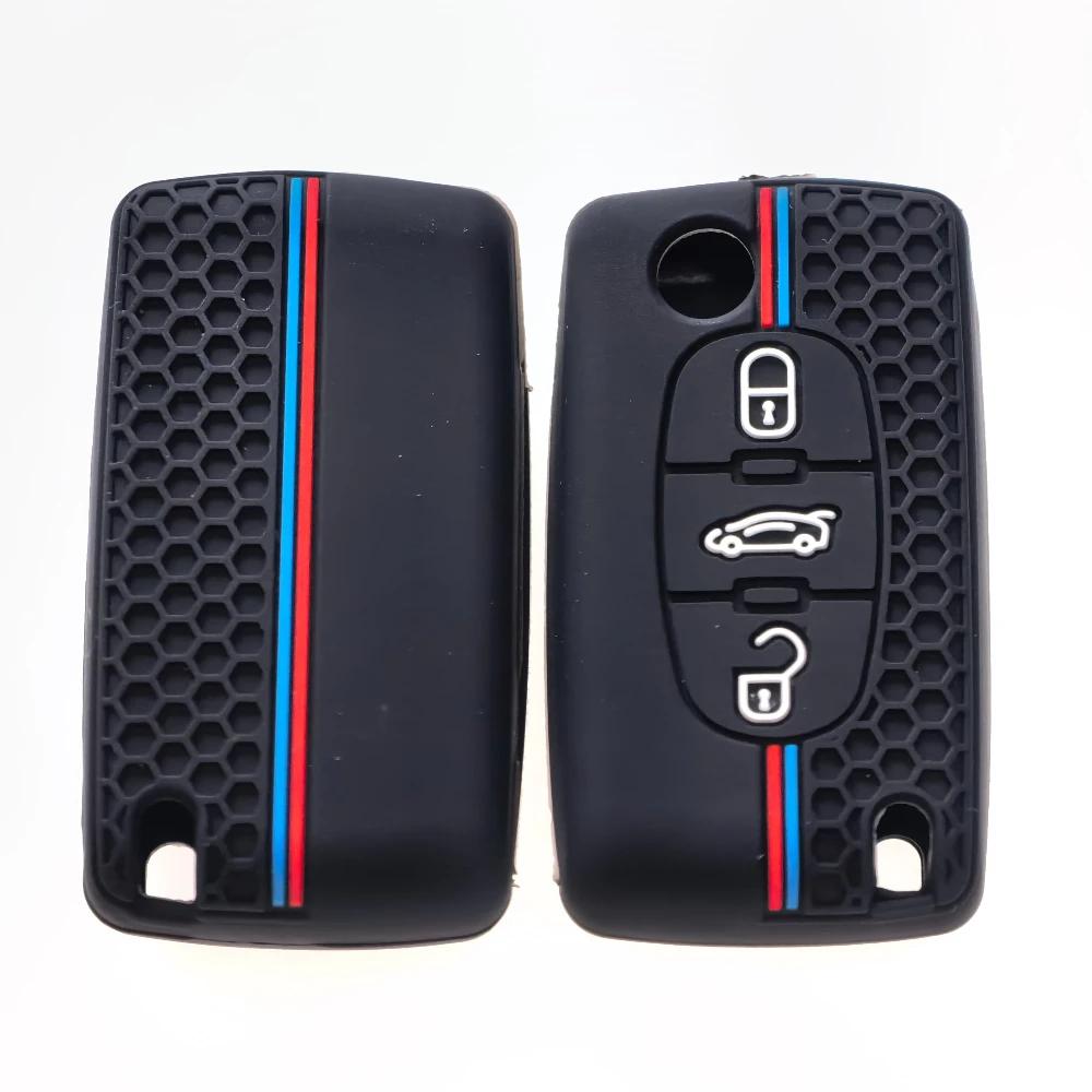 Новый стиль для Citroen C2 C3 C4 C5 C6 Xsara Berlingo для Peugeot 207 307 308 407 607 807 Силиконовый чехол-брелок для автомобильного ключа black