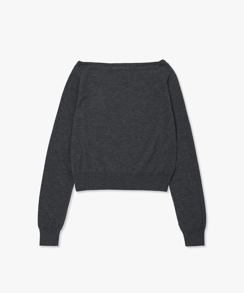 PLAC WOMEN Wool Blend Boat Neck Knit Top Melange Grey