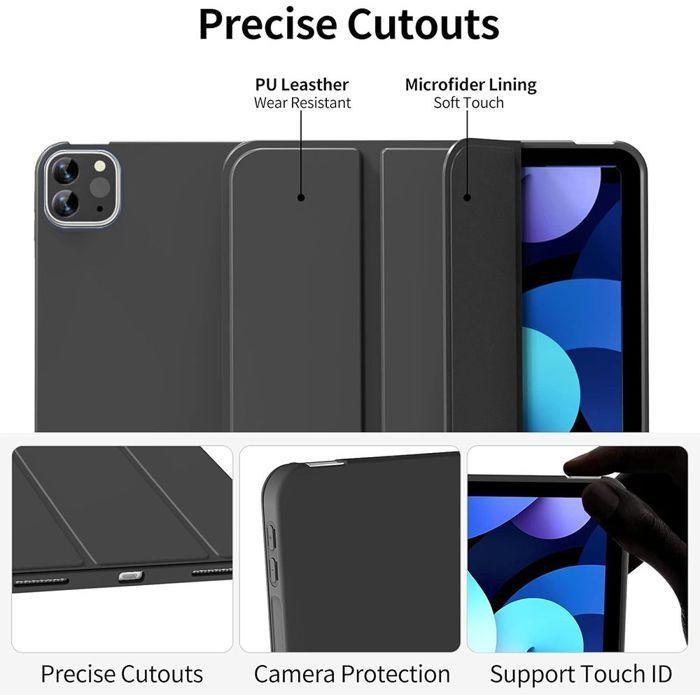 Coque de Protection - E.F.Connection - pour iPad Pro 12,9" - Noir - Verre Trempé - Support Intégré