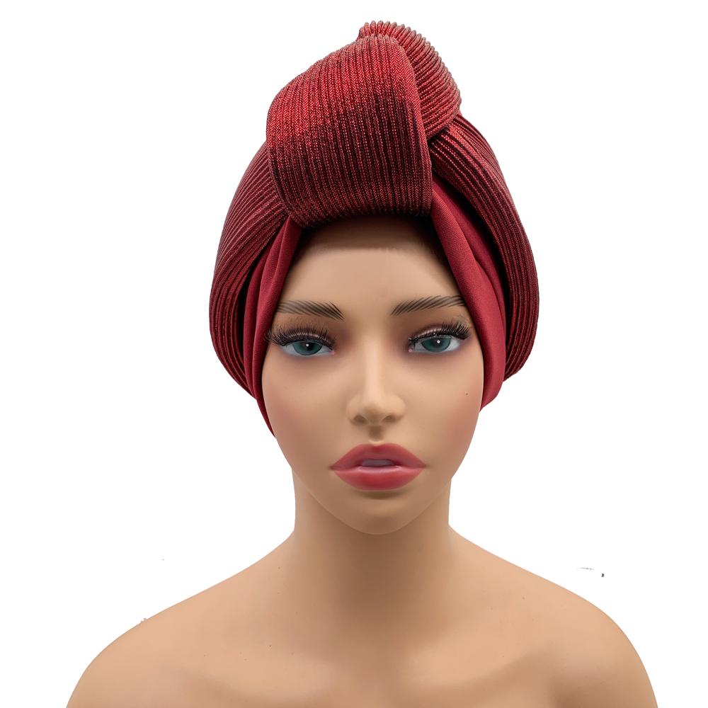 Fashion Women'S Turban Cap Glitter Knoted Head Wraps African Auto Gele Nigeria Wedding Headtie Party Headwear Muslim Hat