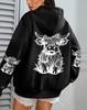 Damen, Kuh Cartoon Tier, Bedruckter Damen Hoodie Herbst Locker Lässig Tasche Fleece Pullover