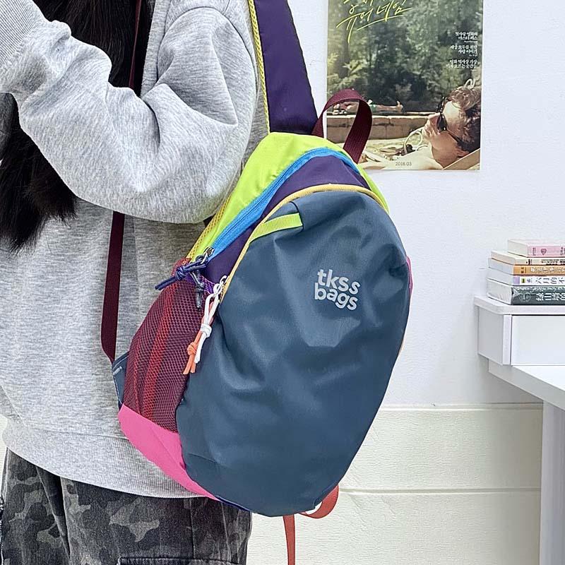 Schoolbag Backpack Men's and Women's Outdoor Sports Leisure Backpack Solid Color Texture Anti-splashing Water Hiking Light School Bag