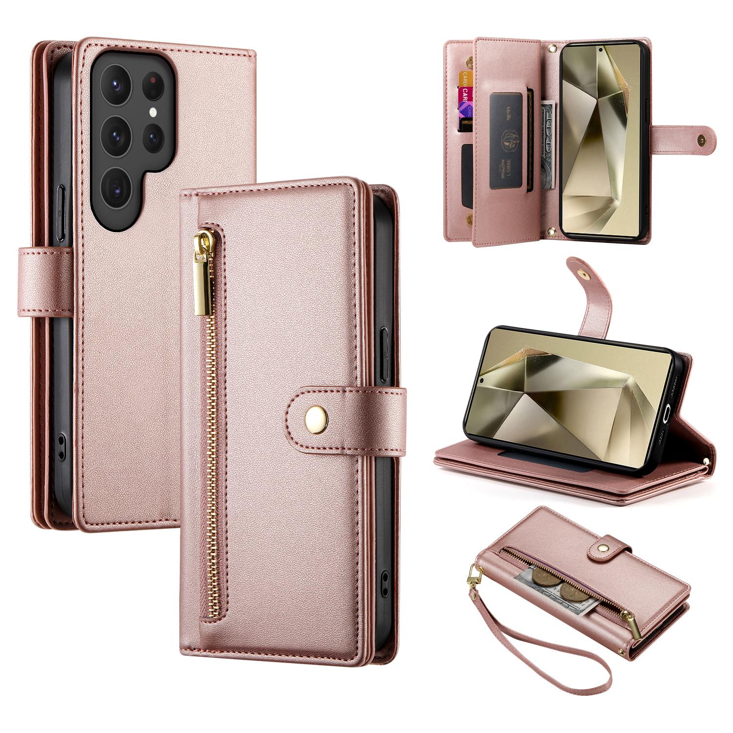 

Zipper Crossbody Phone Case for Samsung Galaxy S26 S25 Ultra S24 S23 FE S22 S21 Plus Edge A17 A37 A57 Card Holder Wallet Cover Galaxy S21 FE 5G рожевий