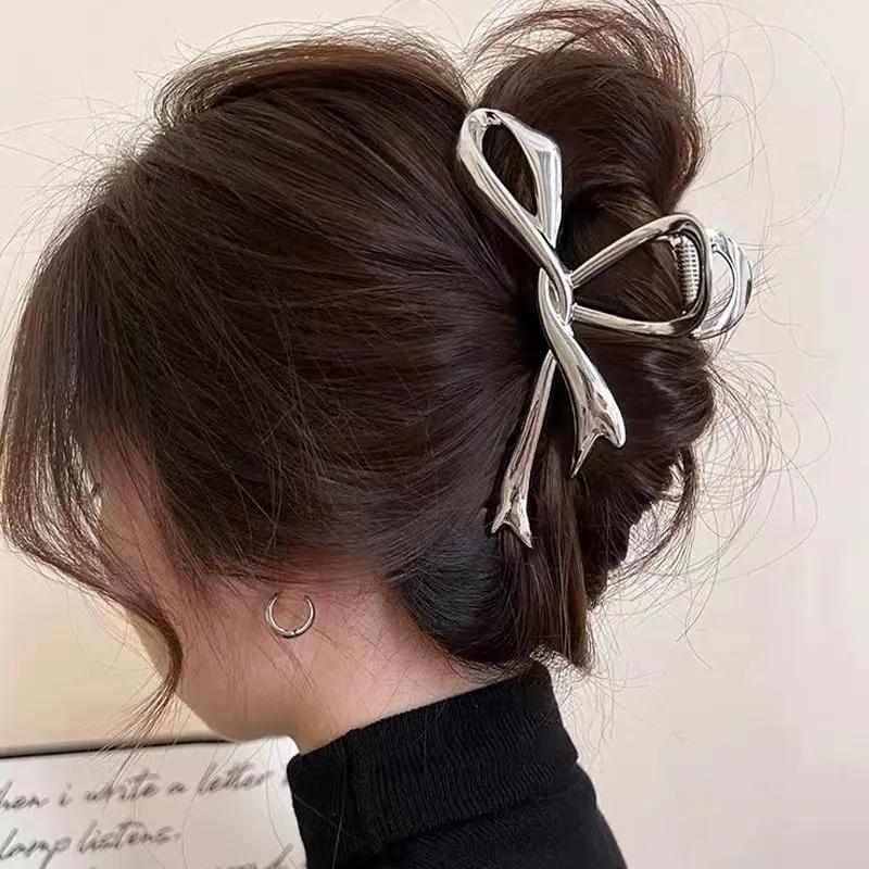 New Women Elegant Gold Silver Hollow Geometric Metal Hair Claw Vintage Hair Clip Headband Hairpin Fashion Girls Hair Accessories