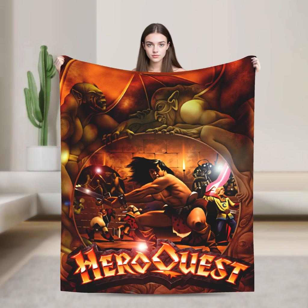 Super Warm Blanket Picnic Heroquest Card Game Throw Blanket Retro Card Flannel Bedspread For Outdoor Pattern Sofa Bed Cover