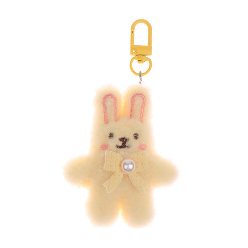 Bowknot Rabbit Plush Pendant Cartoon Bunny Keychain Soft Stuffed Doll Car Key Ring Backpack Bag Decor