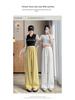 Summer 2026 Women's Yellow Wide-Leg Pants: Ice Silk Lyocell Linen Blend