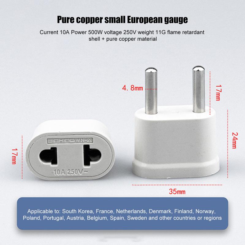 1pcs EU Socket Adapter 2pin 4.0mm 4.8mm European EU To US Plug Power Adapter Converter Electrical Socket Outle