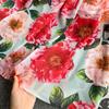 Summer Flower Series Elegant Print Fairy New Seaside Holiday Bell Sleeve Flowy Chiffon Dress