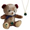 Petit Lou Mini Angel Crystal Necklace and Teddy Bear Set, May Emerald Color