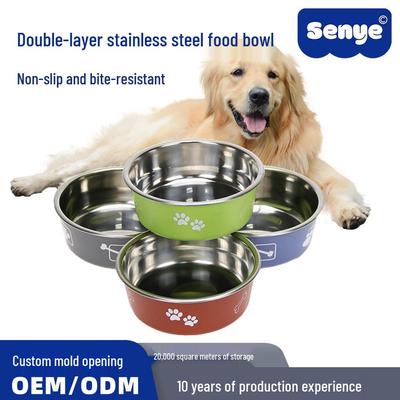 Non-Slip Double-Layer Stainless Steel Pet Bowl - Durable Anti-Spill Design for Dogs and Cats