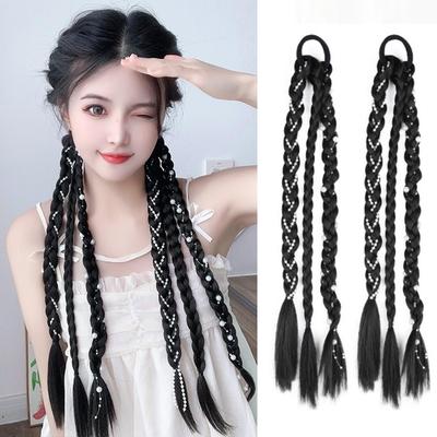 NOELAMOUR Hair Extensions, Wig, Braids, Pigtails, Kids' Hair Extensions (Black)