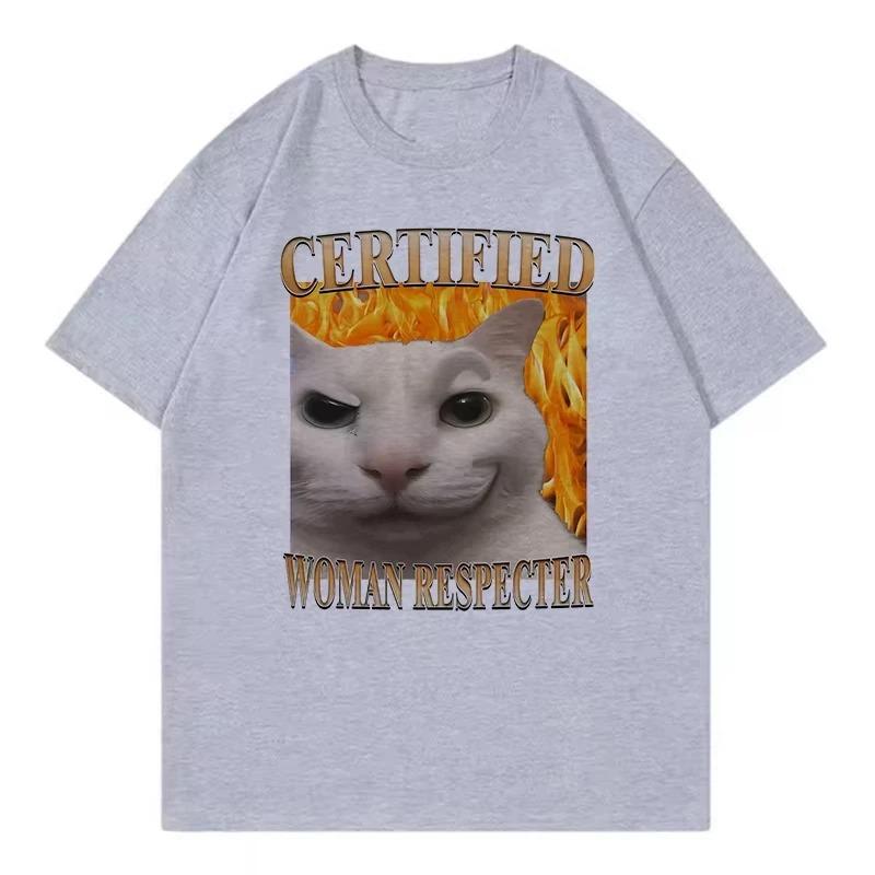 Angry Cat Meme TShirt Unisex Cat TShirt Crew Neck Short Sleeve Fashion Streetwear Women And Unisex Comfortable Fashion TShirt