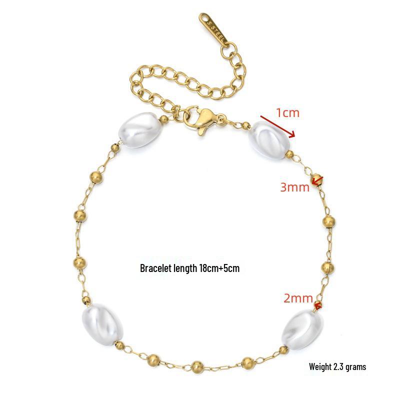 European Baroque Faux Pearl Necklace with Gold Bracelet & Anklet Set