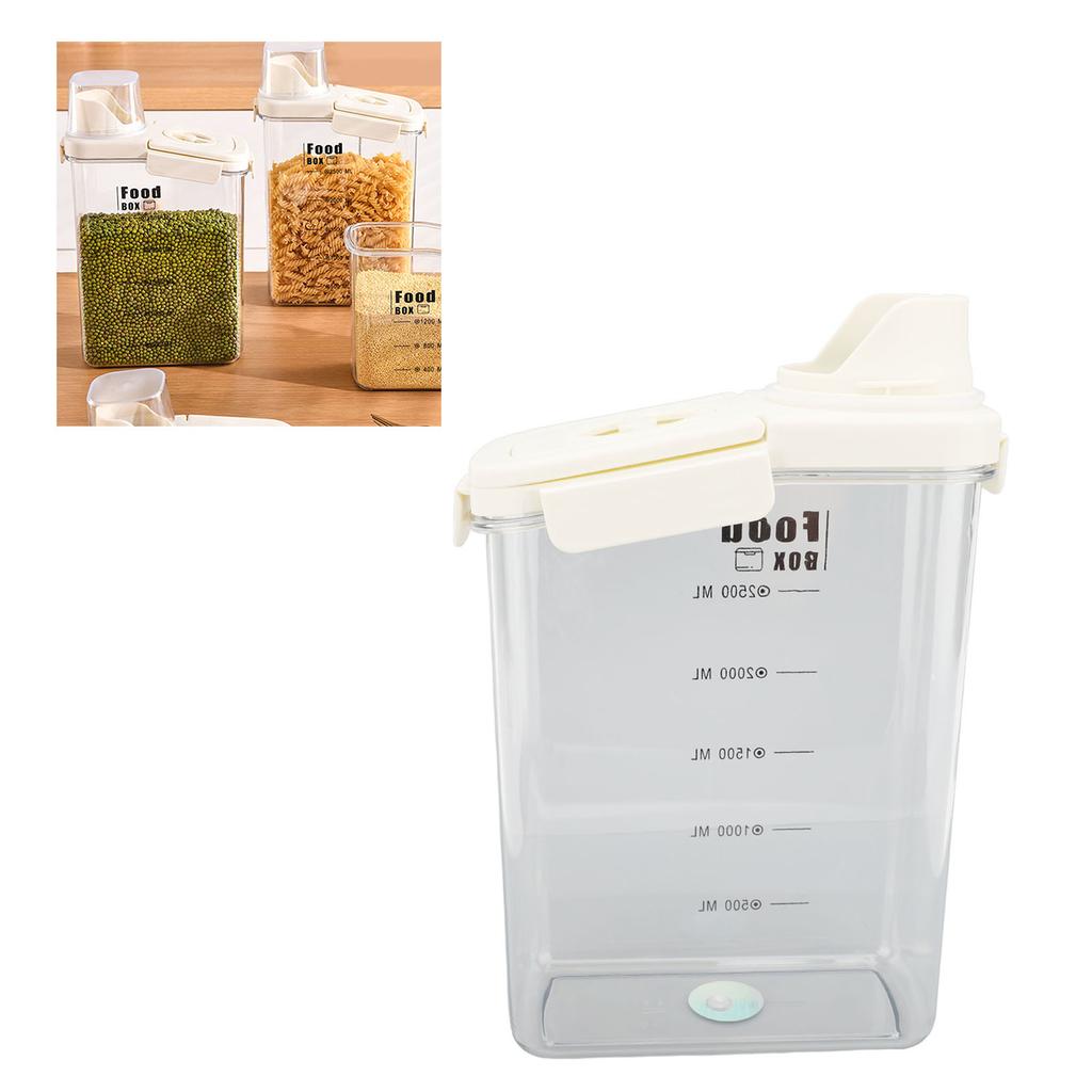 Cereal Storage Container with Pourable Spout Ergonomic Handle Lid Scale Timing Airtight Damp Proof Plastic Rice Storage Bin for Flour Bean Pet Food