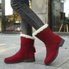 2025wish Foreign Trade Large Size Cotton Boots 2024 Autumn New Round Head Suede Flat Bottom Sleeve Middle Boots