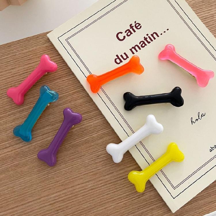 Dog Bone Hairpin Gothic Duckbill Side Clips Halloween Barrette Bangs Costume