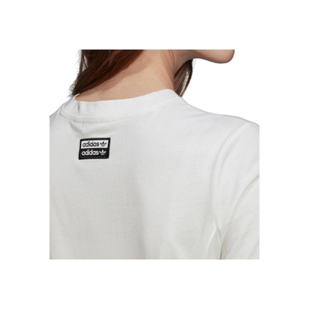 Adidas Originals Light Blue Logo Sports Short Sleeve T-Shirt Women Tops White FM2488