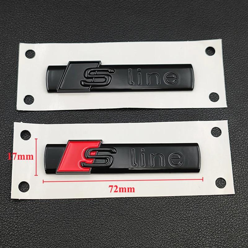 3D ABS Chrome Black Sline Logo S Line Emblem Car Fender Badge For Audi A3 A4 A5 A6 A7 Q2 Q5 Q7 Q3 TT S Line Sticker Accrssorie