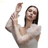 HX6F Seethrough Arm Sleeves Sheer Gloves For Bride Wedding Gowns And Formal Occasion Shoulder Length Gloves for Banquets