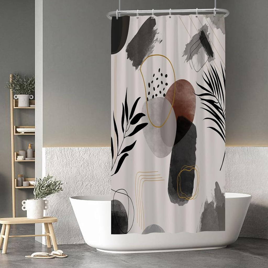 Cartoon Cactus Shower Curtain Tropical Plants Mexican Texas Minimalism Black And White Decorative Artistical Shower Curtains For