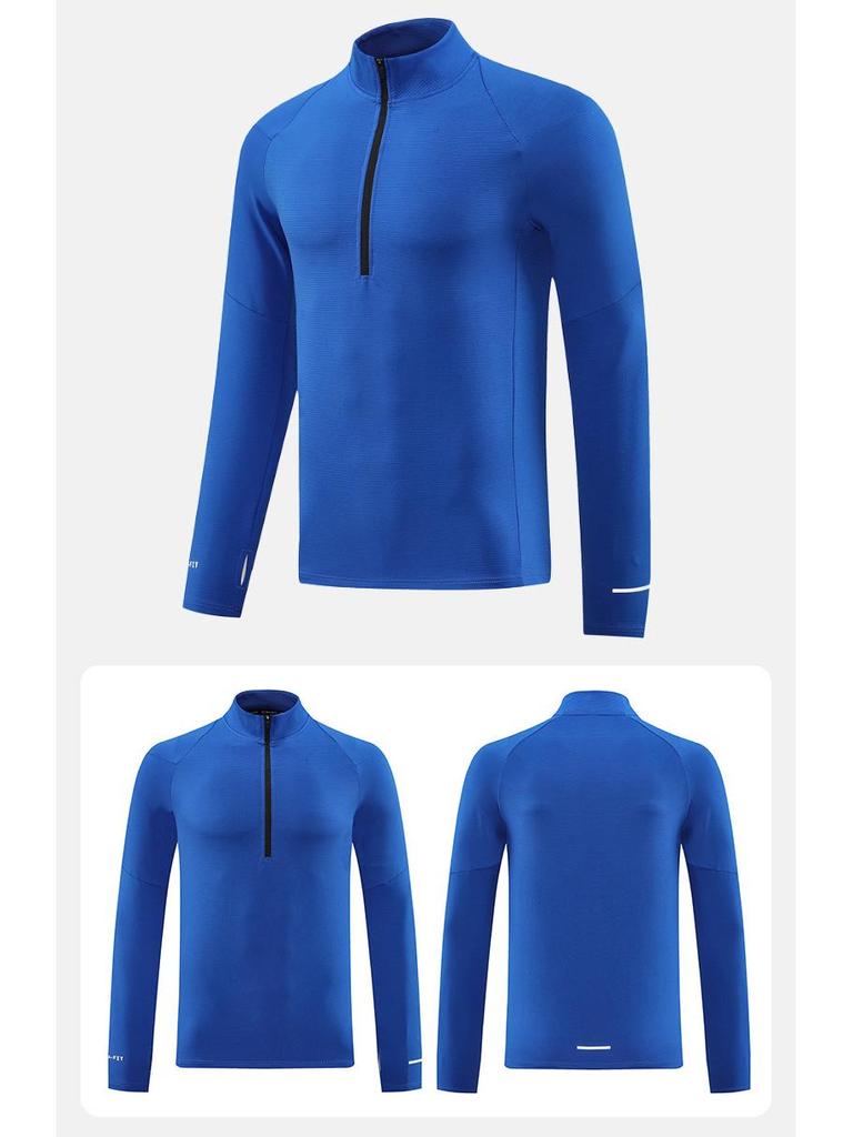 Men's Quick-Dry Half-Zip Sports Sweatshirt - Long Sleeve, Stretch, Stand Collar, for Autumn/Winter Running & Fitness.