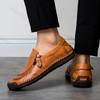 Men Leather Shoes 2025 Autumn Casual Zip Mens Loafers Driving Quality Handmade Dress Shoes Plus Size 48 Flats Moccasins Shoes