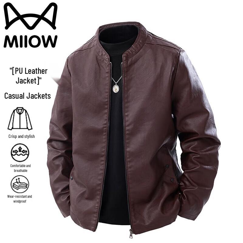 

Mao Ren Мужская демисезонная повседневная куртка из искусственной кожи XL