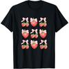 Cute Pink Bow Coquette Strawberry Clean Girl Aesthetic T-Shirt