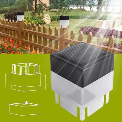 Solar Post Light Outdoor Pillar Light Auto On/Off Square Column Fixture Fence Pillar Lamp for Outside Garden Patio