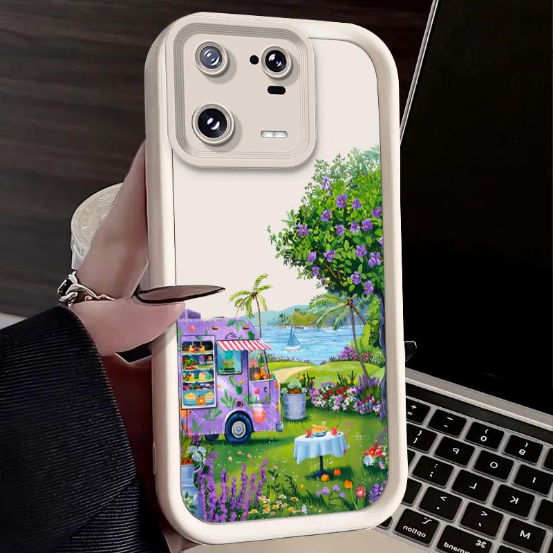 Flower Dessert Truck Case for Xiaomi Mi 15 14 14T 13 13T 12 11 11T Lite POCO X7 X6 5G X5 X3 NFC F6 F5 M7 M6 Pro 4G Cover Funda