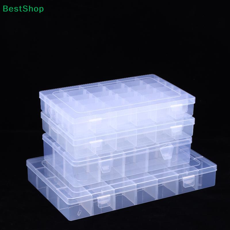 Caixa Organizadora de Plástico Transparente com Compartimentos 15/18/24/28/30/36 Grades, Caixas de Armazenamento para Ferramentas, Parafusos, Estojo para Joias, Brincos