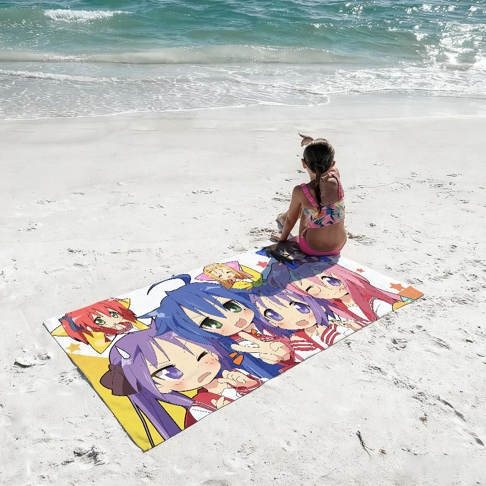 Anime Kawaii L-Lucky Star Cute Towel Soft Lightweight Anti-Sand Large Beach Towel Quick-Drying Bath Sports Family