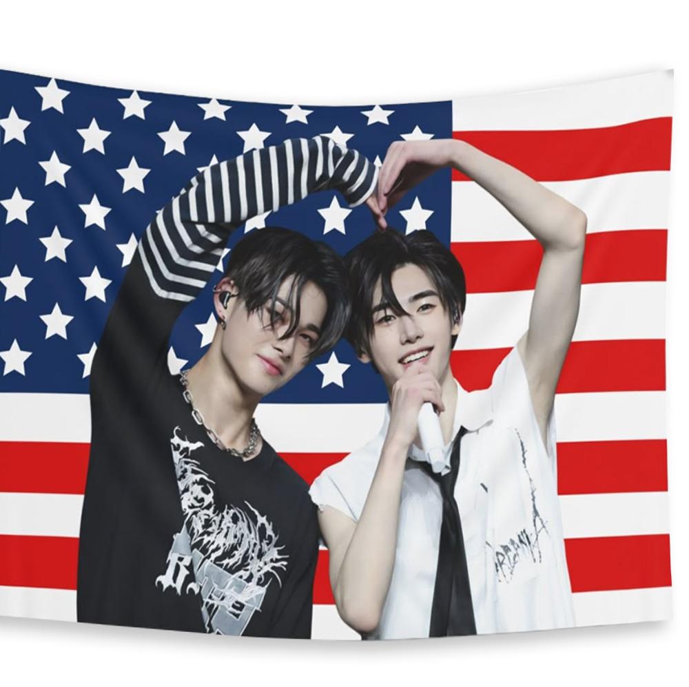 1 Stück SSunghoon NNishimura Riki Amerikanischer Wandteppich ENH Kpop Konzertbanner No Doubt Welttournee Wandbehang Heimdekoration
