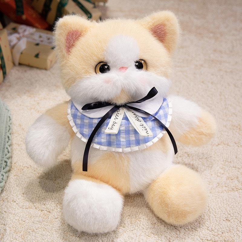 

Realistic Cat Calico Plush Toy Soft Stuffed Animal For Girls And Birthday Gifts Yellow White