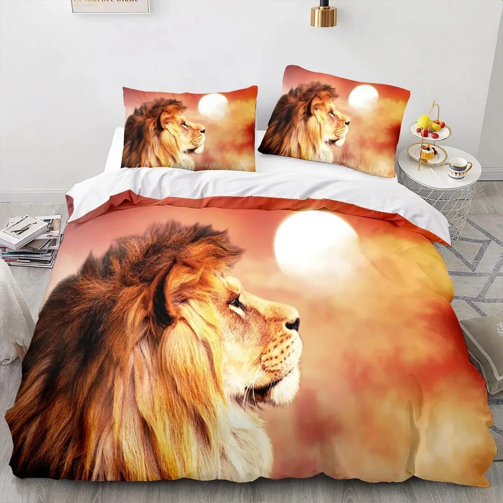 Set Biancheria da Letto Animale Leone Fresco Biancheria da Letto Animale Decorazione per la Casa Singolo Matrimoniale Twin Size Per Ragazzi Ragazze Bambini Adulti Set Copripiumino Leone