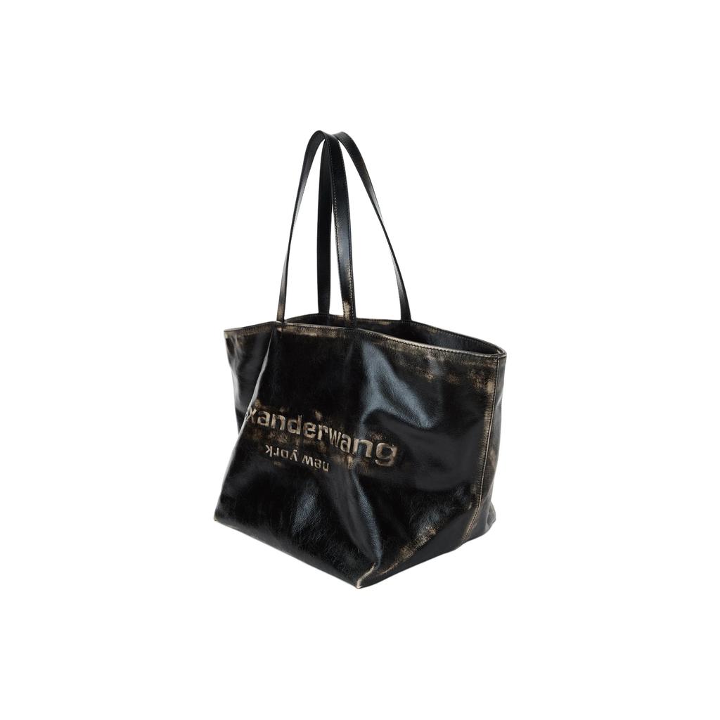 Alexander Wang Brand Logo Zipper Closure Cowhide Leather Tote Bag Shopping Tote Handbag Large Size Women's Style Vintage Color